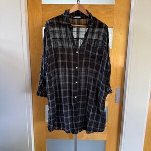 OAK + FORT Black and White Plaid Shirt